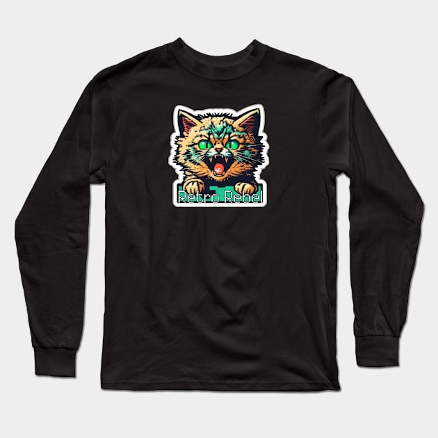 Street cat fighter Rebel sticker kitty design Long Sleeve T-Shirt by Teeboom St